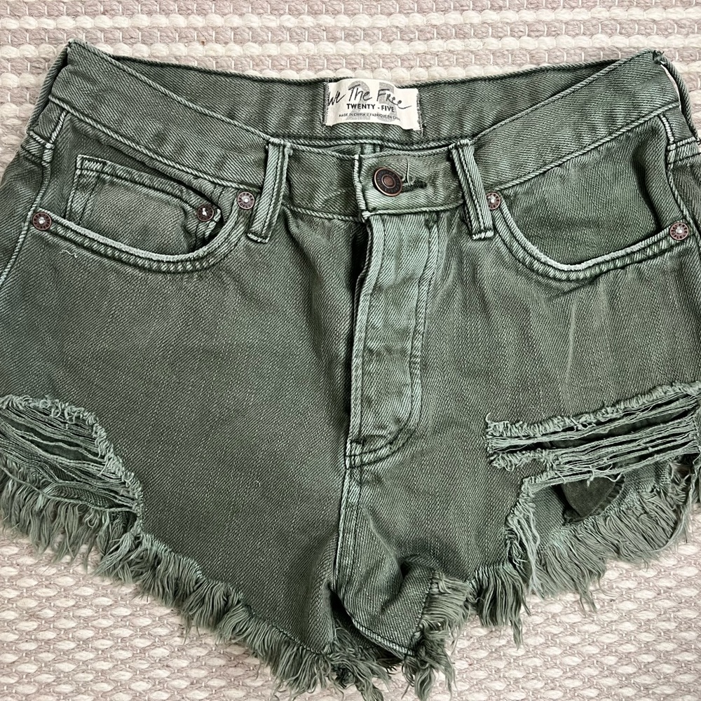 Free People distressed denim shorts